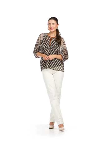 PT-16117 - GEO MIXED PRINT BLOUSE WITH STRETCH LINING - Colors: AS SHOWN - Available Sizes:XS-XXL - Catalog Page:47 